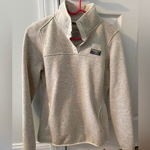 L.L. Bean Women's Cream Heather Snap-Front Pullover Sweater